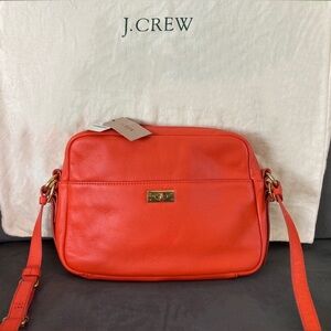 J. Crew ”Wixon” Leather Cross Body Bag in Vibrant Red color